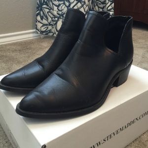 Black leather booties.